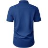 Alimens & Gentle Mens Short Sleeve Dress Shirt Wrinkle Free Wedding Business Casual Summer Button Down Shirt with Pocket(Blue)