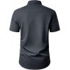 Alimens & Gentle Mens Short Sleeve Dress Shirt Wrinkle Free Wedding Business Casual Summer Button Down Shirt with Pocket(Dark Grey)