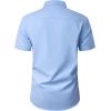 Alimens & Gentle Mens Short Sleeve Dress Shirt Wrinkle Free Wedding Business Casual Summer Button Down Shirt with Pocket(Light Blue)