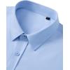 Alimens & Gentle Mens Short Sleeve Dress Shirt Wrinkle Free Wedding Business Casual Summer Button Down Shirt with Pocket(Light Blue)