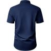 Alimens & Gentle Mens Short Sleeve Dress Shirt Wrinkle Free Wedding Business Casual Summer Button Down Shirt with Pocket(Navy Blue)