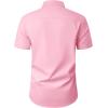 Alimens & Gentle Mens Short Sleeve Dress Shirt Wrinkle Free Wedding Business Casual Summer Button Down Shirt with Pocket(Pink)