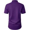 Alimens & Gentle Mens Short Sleeve Dress Shirt Wrinkle Free Wedding Business Casual Summer Button Down Shirt with Pocket(Purple)