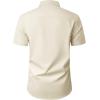Alimens & Gentle Mens Short Sleeve Dress Shirt Wrinkle Free Wedding Business Casual Summer Button Down Shirt with Pocket(Tan)