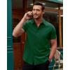 Alimens & Gentle Men’s Short Sleeve Dress Shirts Stretch Regular Fit Shirt Casual Button Down Business Shirts(Army Green)