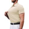Alimens & Gentle Men’s Short Sleeve Dress Shirts Stretch Regular Fit Shirt Casual Button Down Business Shirts(Beige)