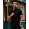 Alimens & Gentle Men’s Short Sleeve Dress Shirts Stretch Regular Fit Shirt Casual Button Down Business Shirts(Black)