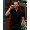 Alimens & Gentle Men’s Short Sleeve Dress Shirts Stretch Regular Fit Shirt Casual Button Down Business Shirts(Black)
