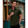 Alimens & Gentle Men’s Short Sleeve Dress Shirts Stretch Regular Fit Shirt Casual Button Down Business Shirts(Dark Green)
