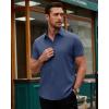 Alimens & Gentle Men’s Short Sleeve Dress Shirts Stretch Regular Fit Shirt Casual Button Down Business Shirts(Grayish Blue)