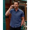 Alimens & Gentle Men’s Short Sleeve Dress Shirts Stretch Regular Fit Shirt Casual Button Down Business Shirts(Grayish Blue)