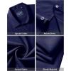 Alimens & Gentle Men’s Short Sleeve Dress Shirts Stretch Regular Fit Shirt Casual Button Down Business Shirts(Navy Blue)