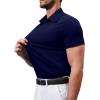 Alimens & Gentle Men’s Short Sleeve Dress Shirts Stretch Regular Fit Shirt Casual Button Down Business Shirts(Navy Blue)