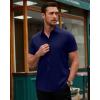 Alimens & Gentle Men’s Short Sleeve Dress Shirts Stretch Regular Fit Shirt Casual Button Down Business Shirts(Navy Blue)