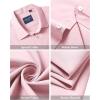 Alimens & Gentle Men’s Short Sleeve Dress Shirts Stretch Regular Fit Shirt Casual Button Down Business Shirts(Pink)