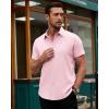 Alimens & Gentle Men’s Short Sleeve Dress Shirts Stretch Regular Fit Shirt Casual Button Down Business Shirts(Pink)
