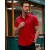 Alimens & Gentle Men’s Short Sleeve Dress Shirts Stretch Regular Fit Shirt Casual Button Down Business Shirts(Red)