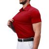 Alimens & Gentle Men’s Short Sleeve Dress Shirts Stretch Regular Fit Shirt Casual Button Down Business Shirts(Red)