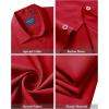 Alimens & Gentle Men’s Short Sleeve Dress Shirts Stretch Regular Fit Shirt Casual Button Down Business Shirts(Red)