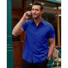 Alimens & Gentle Men’s Short Sleeve Dress Shirts Stretch Regular Fit Shirt Casual Button Down Business Shirts(Royal Blue)