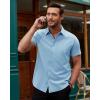 Alimens & Gentle Men’s Short Sleeve Dress Shirts Stretch Regular Fit Shirt Casual Button Down Business Shirts(Sky Blue)