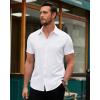 Alimens & Gentle Men’s Short Sleeve Dress Shirts Stretch Regular Fit Shirt Casual Button Down Business Shirts(White)