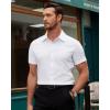 Alimens & Gentle Men’s Short Sleeve Dress Shirts Stretch Regular Fit Shirt Casual Button Down Business Shirts(White)