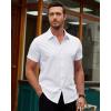 Alimens & Gentle Men’s Short Sleeve Dress Shirts Stretch Regular Fit Shirt Casual Button Down Business Shirts(White)