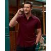 Alimens & Gentle Men’s Short Sleeve Dress Shirts Stretch Regular Fit Shirt Casual Button Down Business Shirts(Wine Red)
