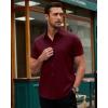 Alimens & Gentle Men’s Short Sleeve Dress Shirts Stretch Regular Fit Shirt Casual Button Down Business Shirts(Wine Red)