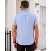 Alimens & Gentle Men’s Short Sleeve Oxford Shirt Regular Fit Button Down Collar Shirts with Pocket(Light Blue)
