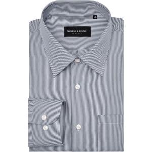 Alimens & Gentle Men’s Stripe Dress Shirts Transitional Weather Long Sleeve Casual Button Down Business Shirt Poplin Top(Black)
