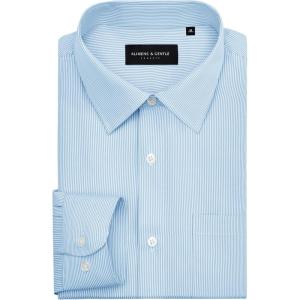 Alimens & Gentle Men’s Stripe Dress Shirts Transitional Weather Long Sleeve Casual Button Down Business Shirt Poplin Top(Light Blue)