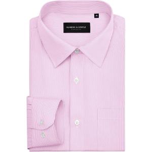 Alimens & Gentle Men’s Stripe Dress Shirts Transitional Weather Long Sleeve Casual Button Down Business Shirt Poplin Top(Pink)