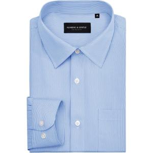 Alimens & Gentle Men’s Stripe Dress Shirts Transitional Weather Long Sleeve Casual Button Down Business Shirt Poplin Top(Sky Blue)