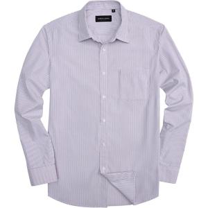 Alimens & Gentle Men’s Striped Dress Shirt Button Down Regular Fit Shirts Casual Business Transitional Weather(Blue Burgundy Stripe)