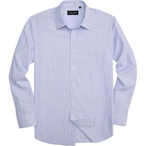 Alimens & Gentle Men’s Striped Dress Shirt Button Down Regular Fit Shirts Casual Business Transitional Weather(Blue Pinstripe)