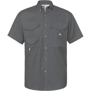 Alimens & Gentle Short Sleeve Fishing Shirt Wicking Fabric Sun Protection Casual Button Down Shirts(Dark Grey)