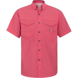 Alimens & Gentle Short Sleeve Fishing Shirt Wicking Fabric Sun Protection Casual Button Down Shirts(Salmon)