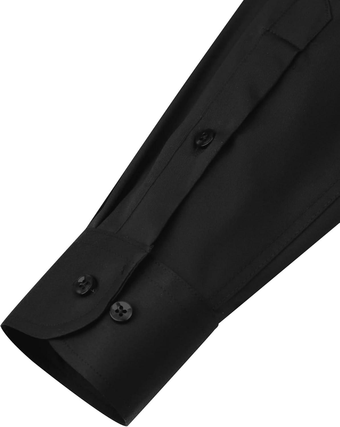 imageAlimens amp Gentle Mens Dress Shirts Long Sleeve WrinkleFree Stretch Shirts Solid Formal Button Down Shirt with PocketBlack