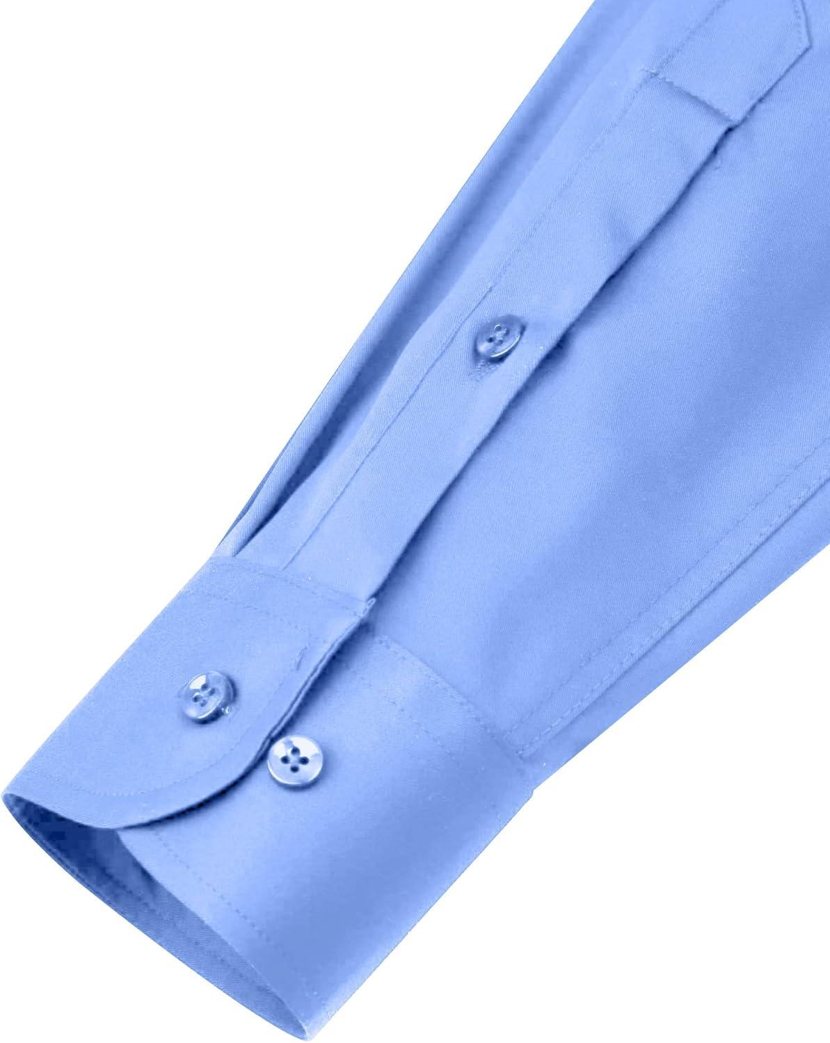 imageAlimens amp Gentle Mens Dress Shirts Long Sleeve WrinkleFree Stretch Shirts Solid Formal Button Down Shirt with PocketBlue