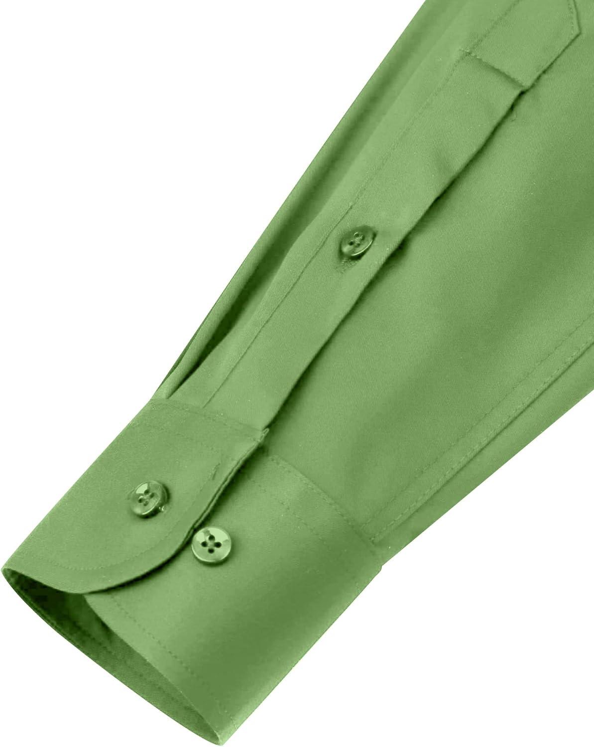 imageAlimens amp Gentle Mens Dress Shirts Long Sleeve WrinkleFree Stretch Shirts Solid Formal Button Down Shirt with PocketBright Green