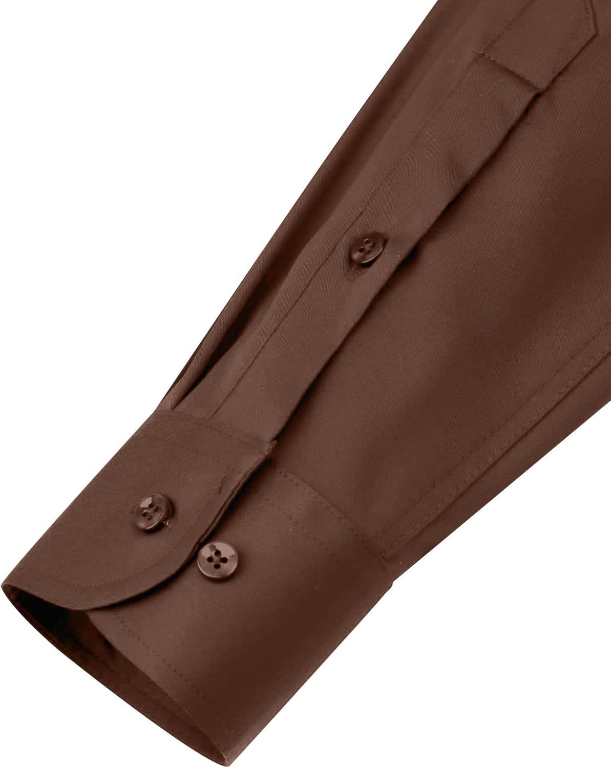 imageAlimens amp Gentle Mens Dress Shirts Long Sleeve WrinkleFree Stretch Shirts Solid Formal Button Down Shirt with PocketCoffee