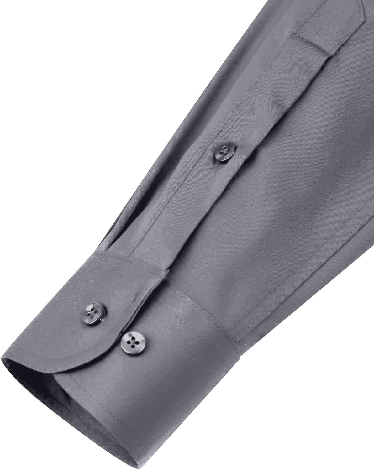 imageAlimens amp Gentle Mens Dress Shirts Long Sleeve WrinkleFree Stretch Shirts Solid Formal Button Down Shirt with PocketDark Grey