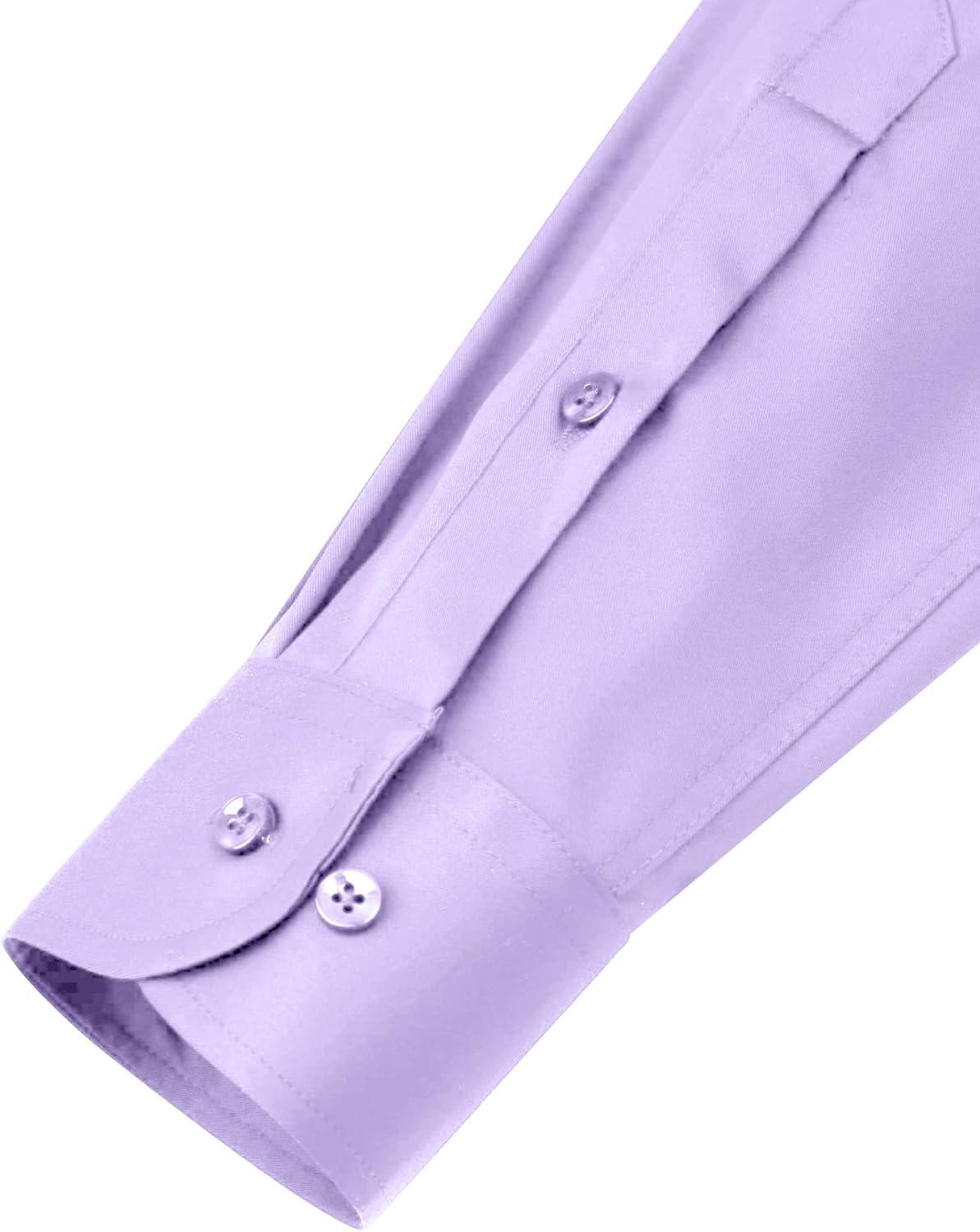 imageAlimens amp Gentle Mens Dress Shirts Long Sleeve WrinkleFree Stretch Shirts Solid Formal Button Down Shirt with PocketLavender Purple