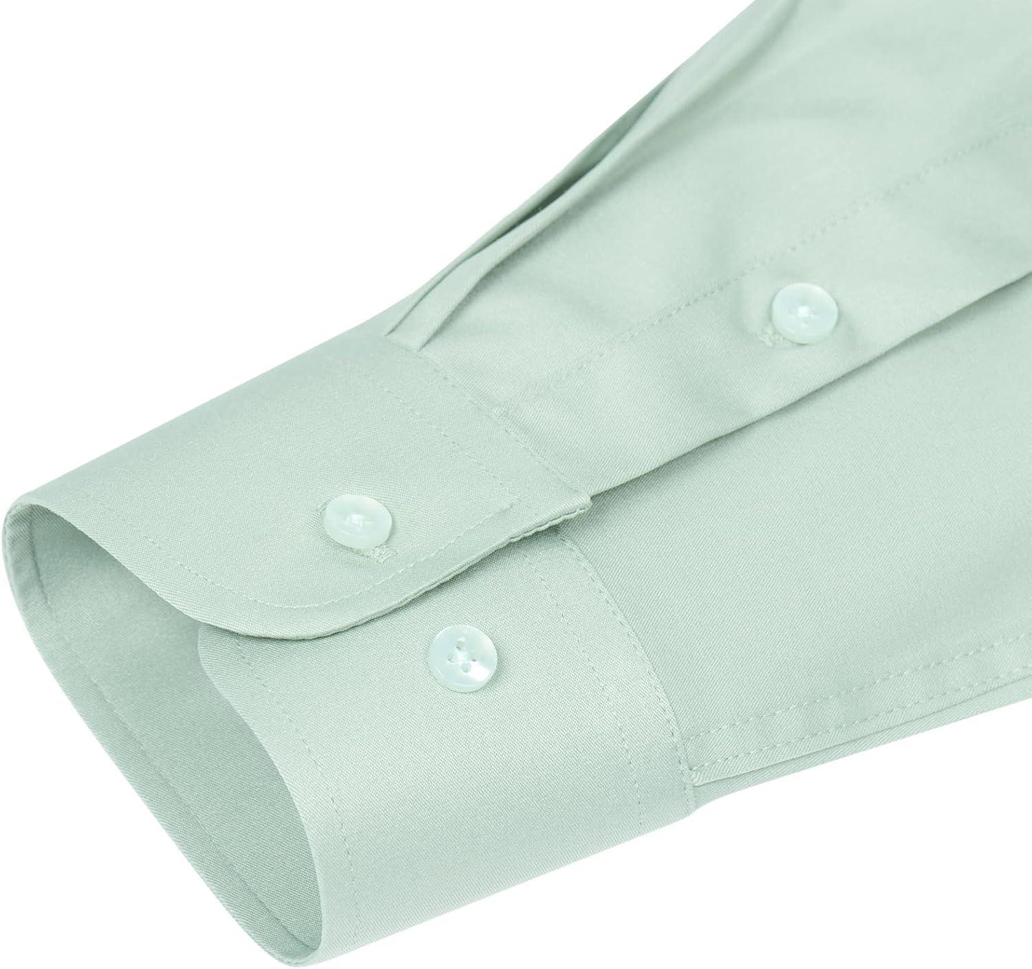 imageAlimens amp Gentle Mens Dress Shirts Long Sleeve WrinkleFree Stretch Shirts Solid Formal Button Down Shirt with PocketLight Green