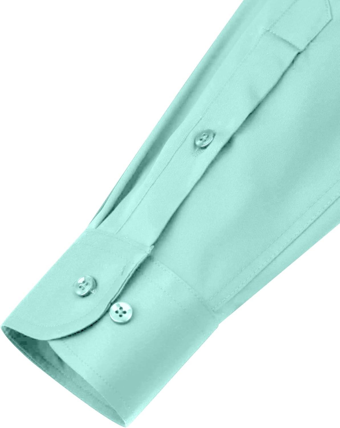 imageAlimens amp Gentle Mens Dress Shirts Long Sleeve WrinkleFree Stretch Shirts Solid Formal Button Down Shirt with PocketMint Green