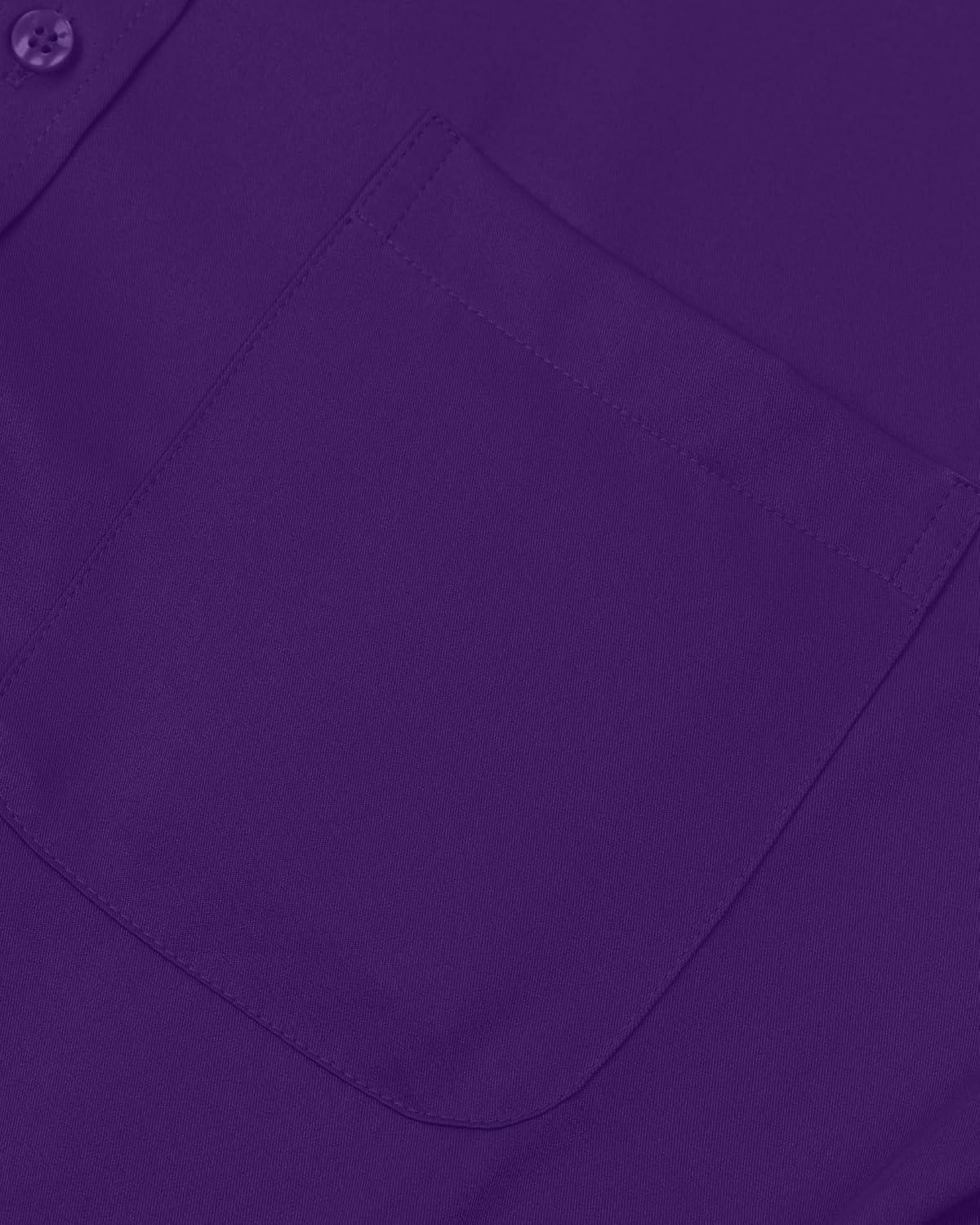 imageAlimens amp Gentle Mens Dress Shirts Long Sleeve WrinkleFree Stretch Shirts Solid Formal Button Down Shirt with PocketPurple