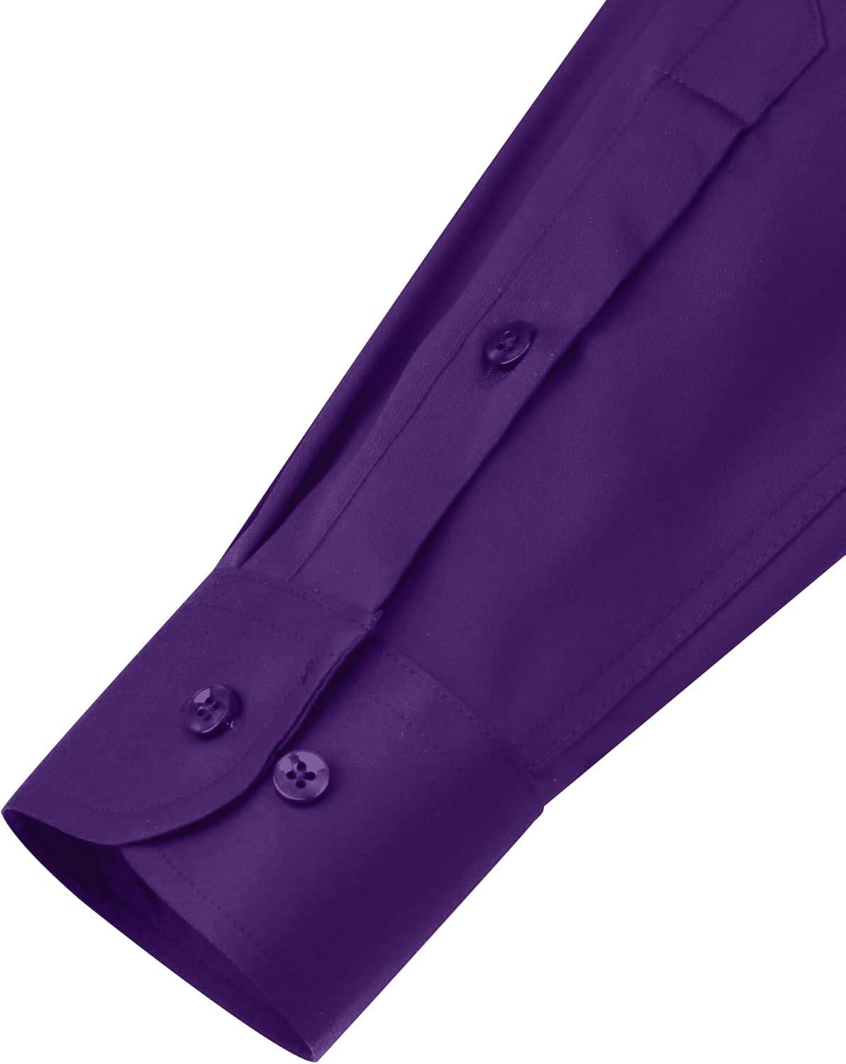 imageAlimens amp Gentle Mens Dress Shirts Long Sleeve WrinkleFree Stretch Shirts Solid Formal Button Down Shirt with PocketPurple