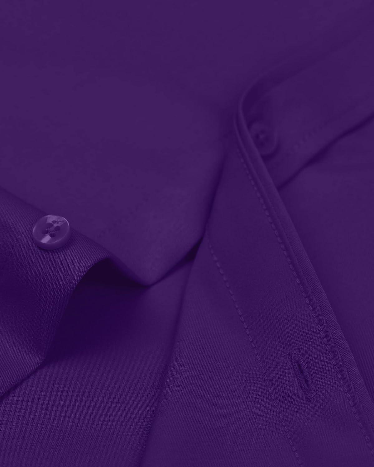 imageAlimens amp Gentle Mens Dress Shirts Long Sleeve WrinkleFree Stretch Shirts Solid Formal Button Down Shirt with PocketPurple